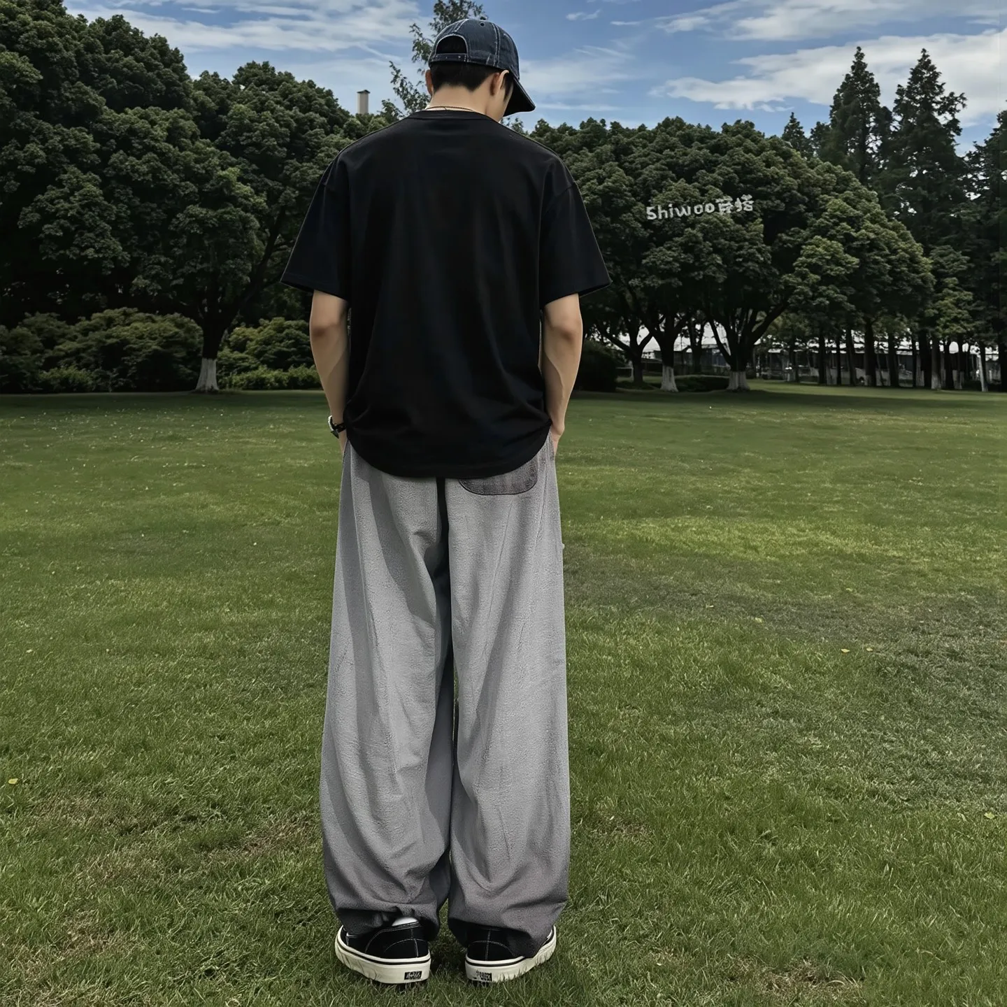 "𝙉𝙚𝙬⚜️Valentine" 2026 Spring and Summer New Arrival straight trousers 300g pure cotton spring and summer wash gradient Retro distressed gradient micro-stamp Color: Pink fluorescent green Gray Sizes: S M L XL XXL